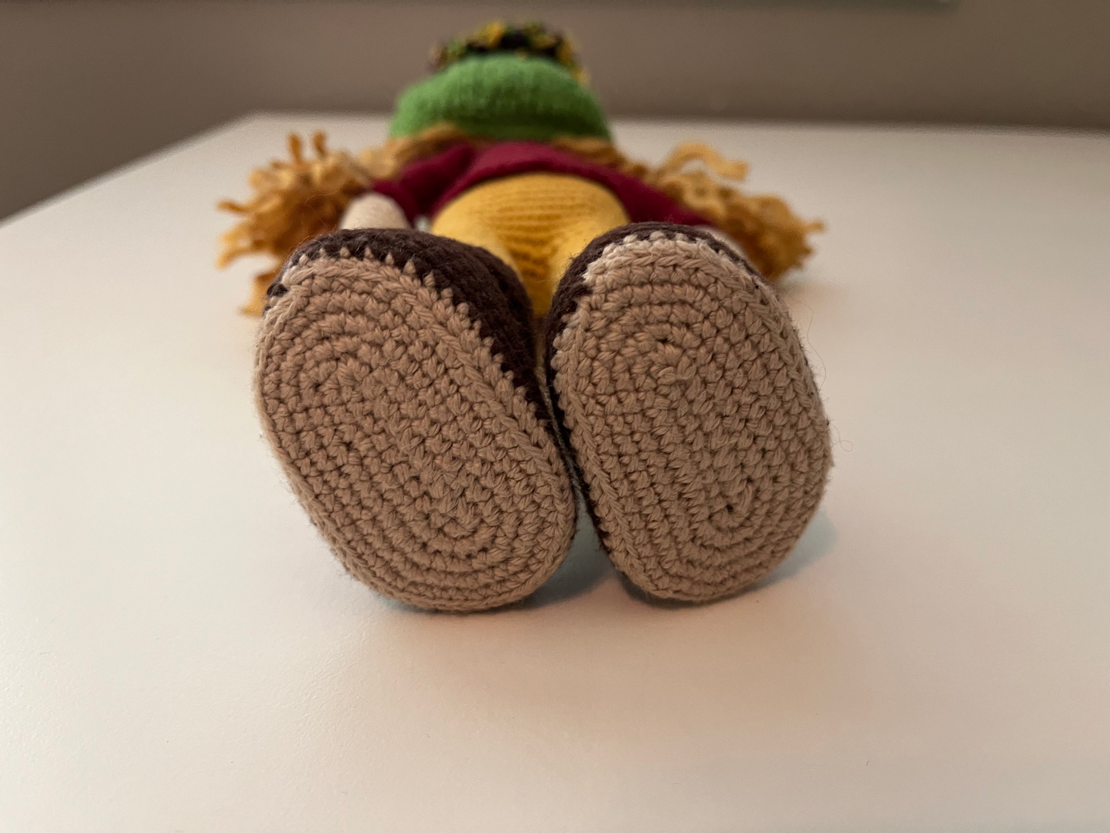 Handmade Bridget Blondie Crochet Doll with Coat & Scarf – 11.5” Amigurumi display (Ages 8–12+)