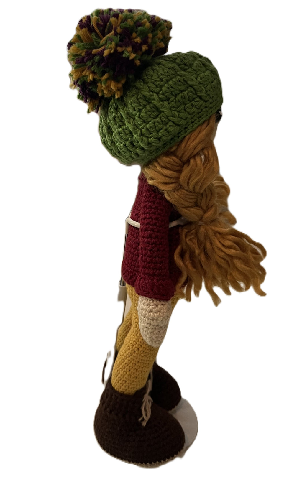 Handmade Bridget Blondie Crochet Doll with Coat & Scarf – 11.5” Amigurumi display (Ages 8–12+)