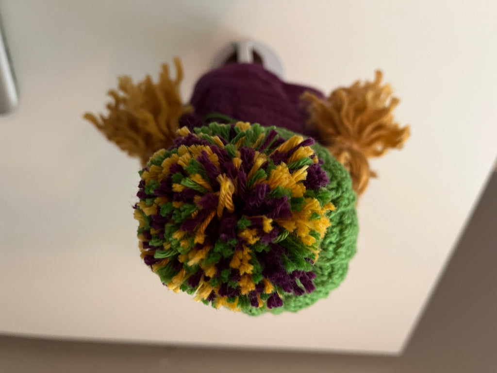 Handmade Bridget Blondie Crochet Doll with Coat & Scarf – 11.5” Amigurumi display (Ages 8–12+)