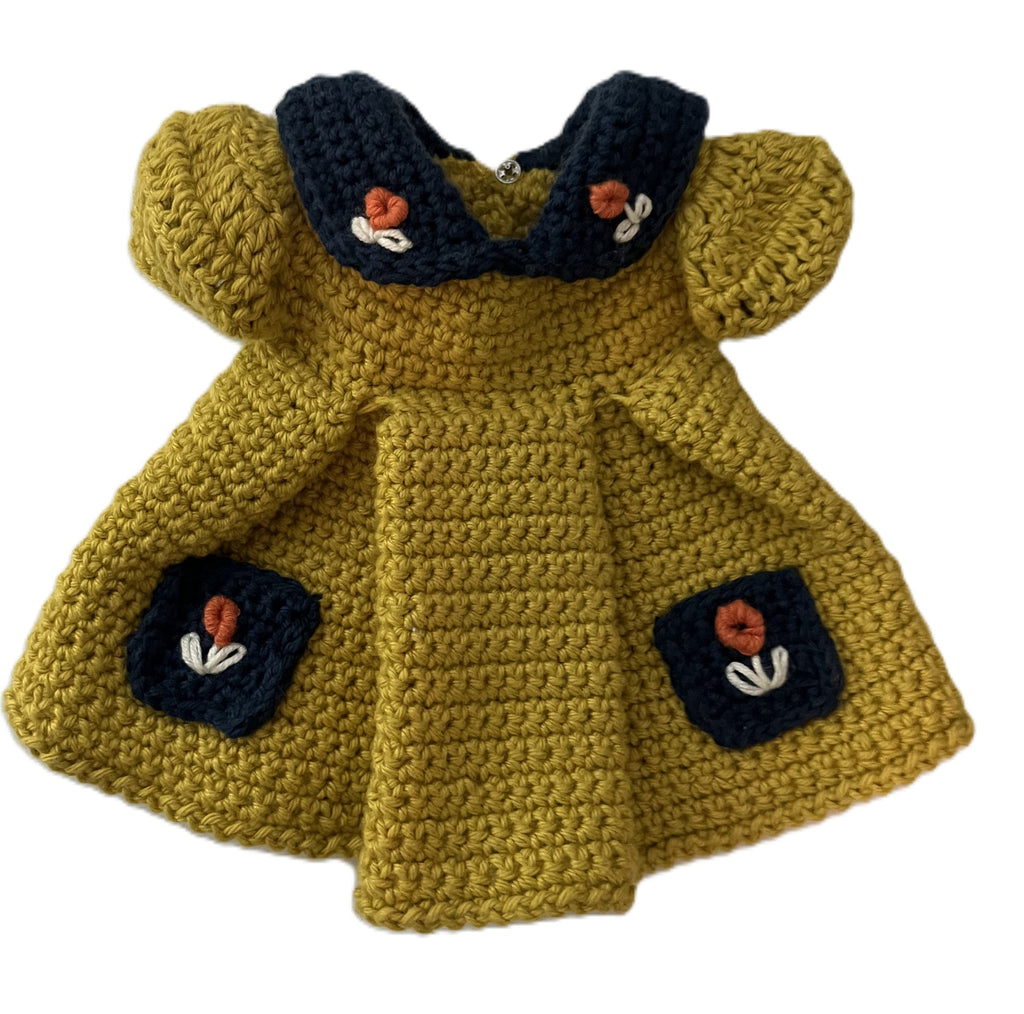 Vicki – 14” Handmade Crochet Doll with Curly Two-Tone Hair, Floral Dress & Magnetic Hands (Ages 8–12+)