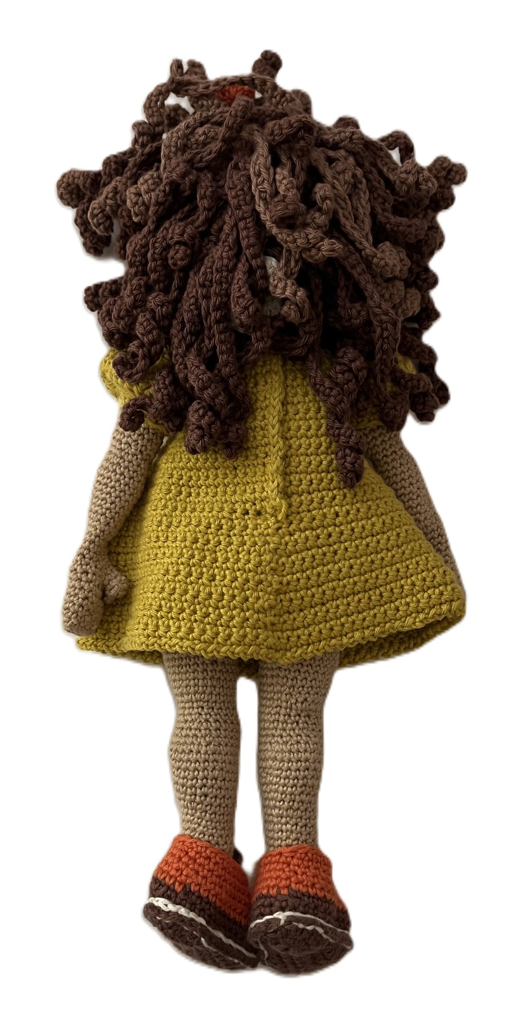 Vicki – 14” Handmade Crochet Doll with Curly Two-Tone Hair, Floral Dress & Magnetic Hands (Ages 8–12+)