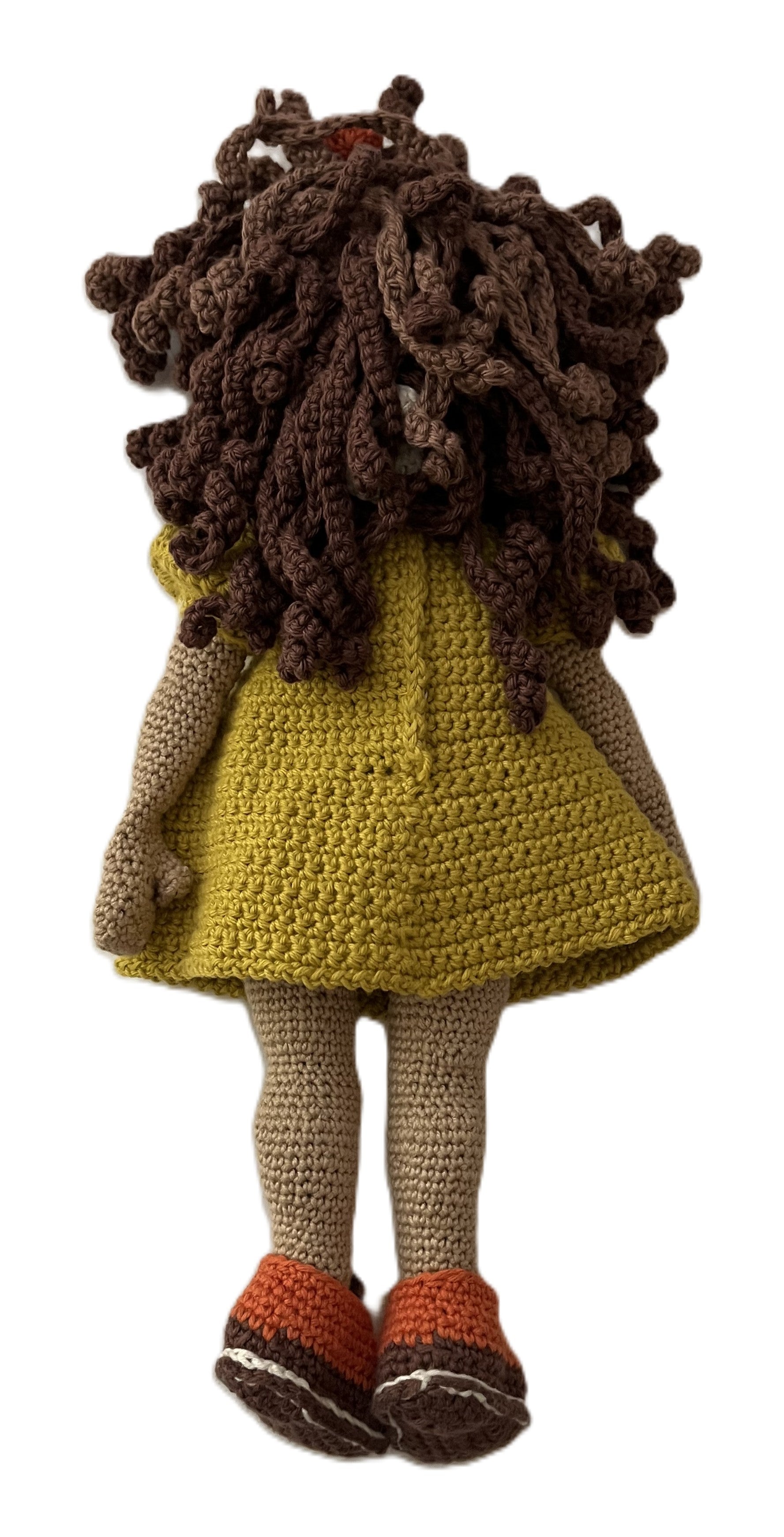 Vicki – 14” Handmade Crochet Doll with Curly Two-Tone Hair, Floral Dress & Magnetic Hands (Ages 8–12+)