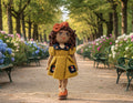 Vicki – 14” Handmade Crochet Doll with Curly Two-Tone Hair, Floral Dress & Magnetic Hands (Ages 8–12+)