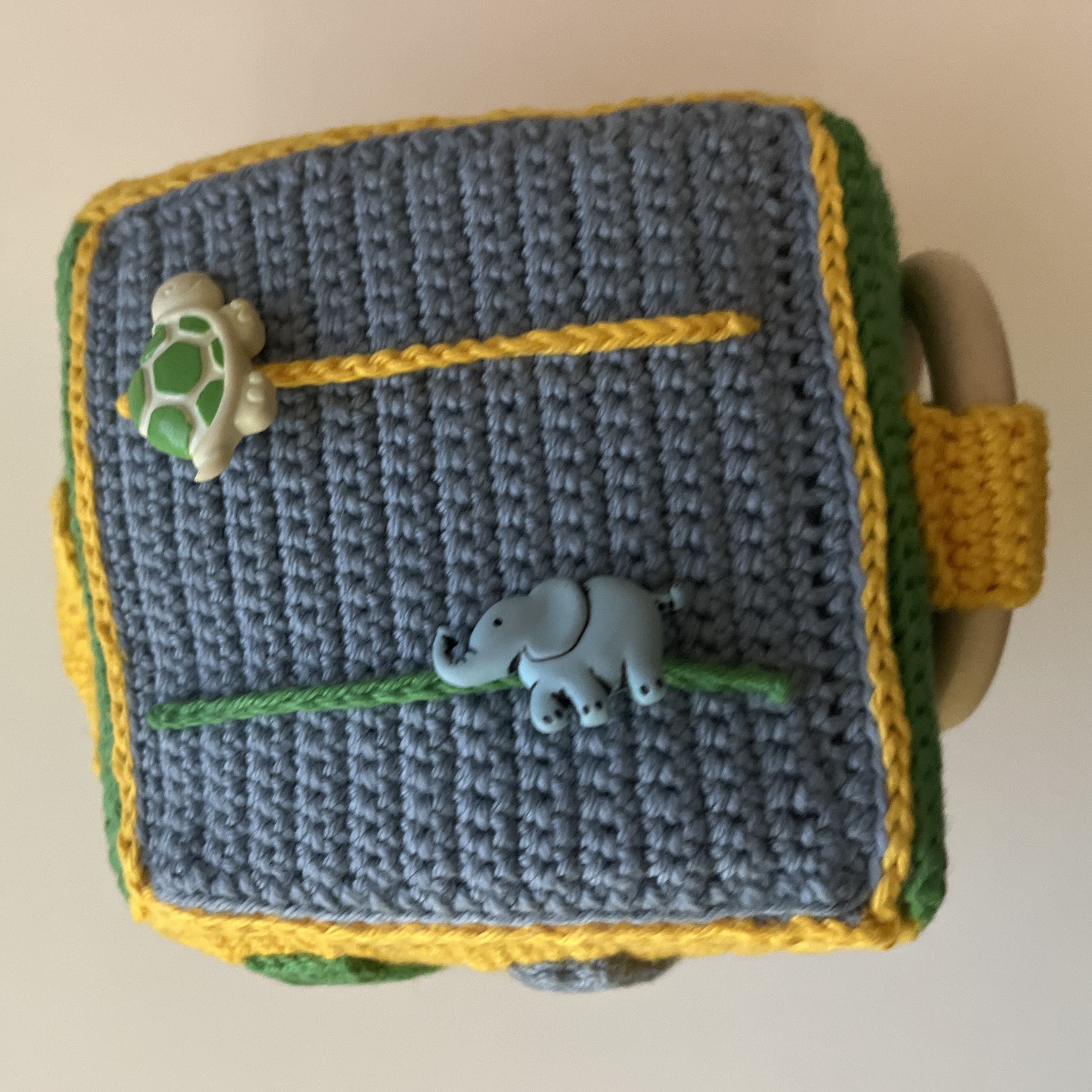 Handmade Crochet Montessori Sensory Baby Cube – 4x4x4 Activity Toy with Teether, Buttons & Textures