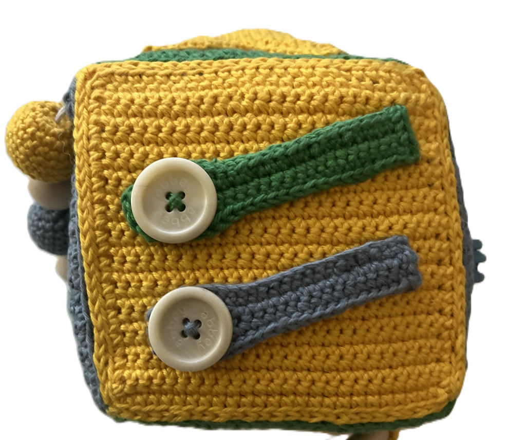 Handmade Crochet Montessori Sensory Baby Cube – 4x4x4 Activity Toy with Teether, Buttons & Textures
