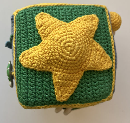 Crochet Baby Sensory Cube – Montessori Soft Activity Toy for Infants and Toddlers