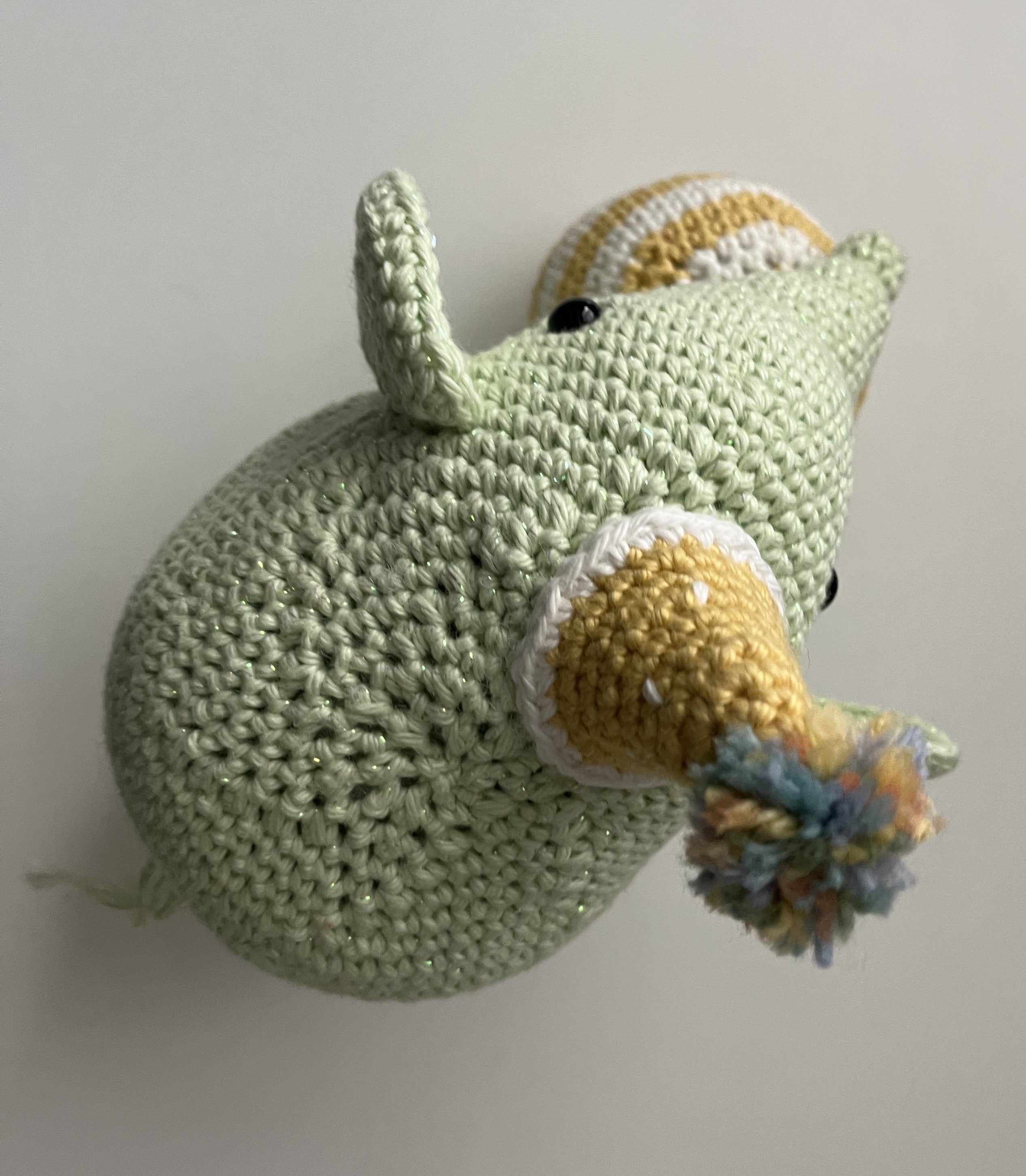 Ellie & Ball - Light Mint Green Glitter Amigurumi Crochet Elephant Plush - 8"