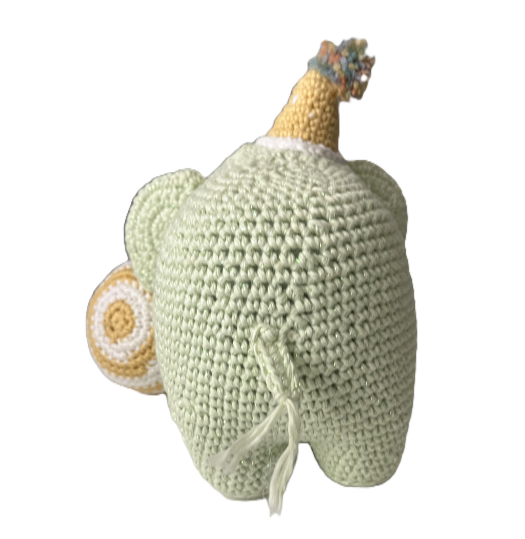 Ellie & Ball - Light Mint Green Glitter Amigurumi Crochet Elephant Plush - 8"