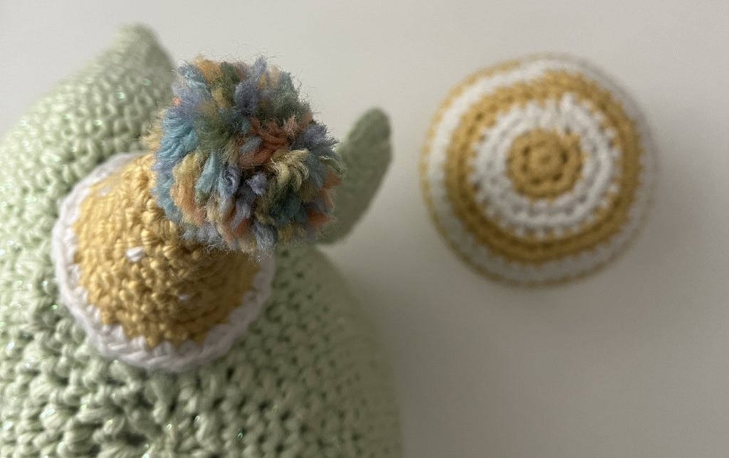 Ellie & Ball - Light Mint Green Glitter Amigurumi Crochet Elephant Plush - 8"