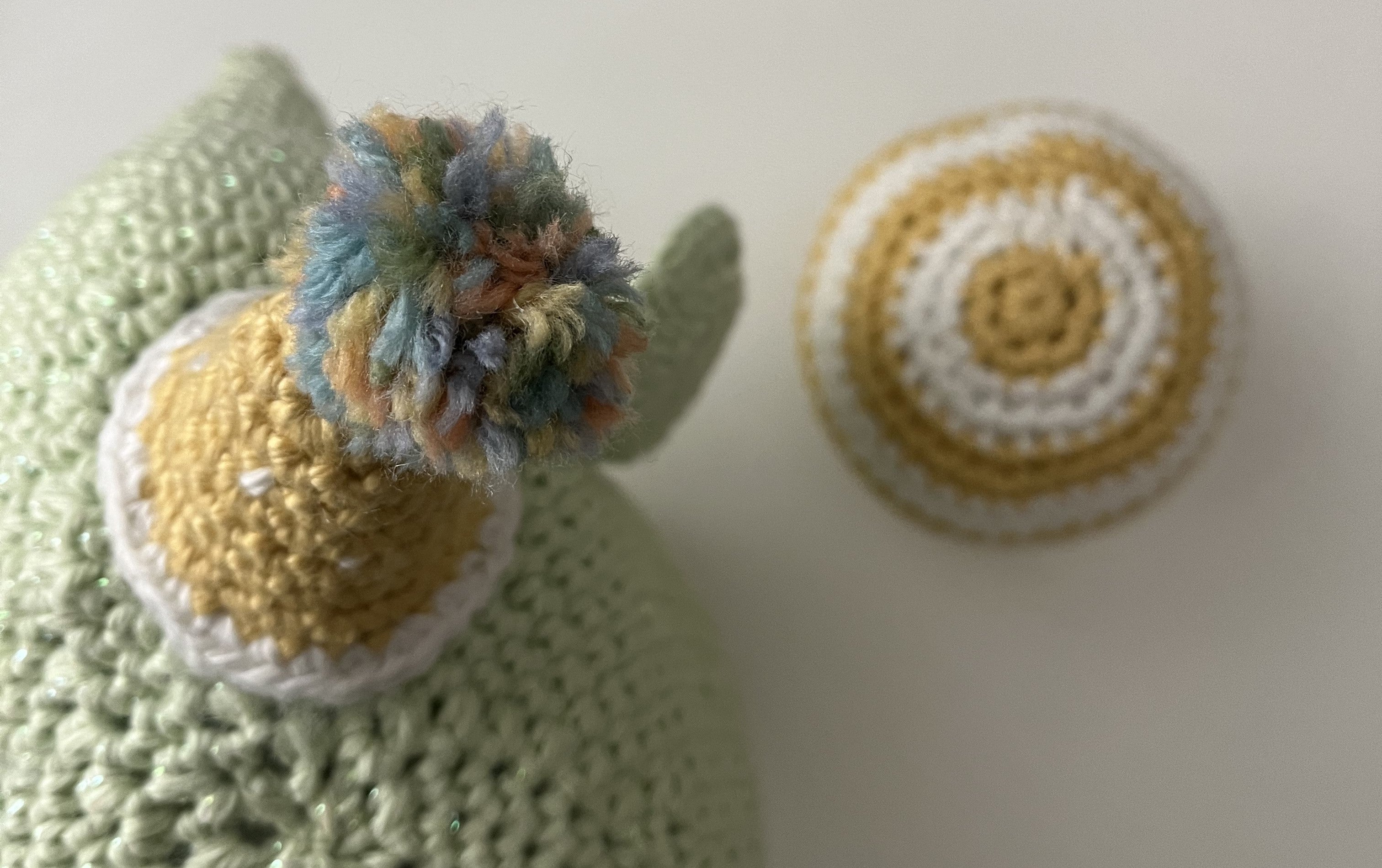 Ellie & Ball - Light Mint Green Glitter Amigurumi Crochet Elephant Plush - 8"