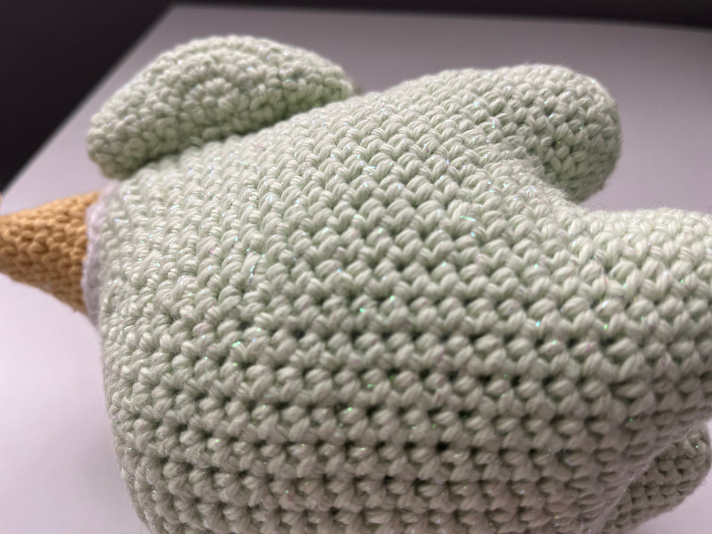 Ellie & Ball - Light Mint Green Glitter Amigurumi Crochet Elephant Plush - 8"