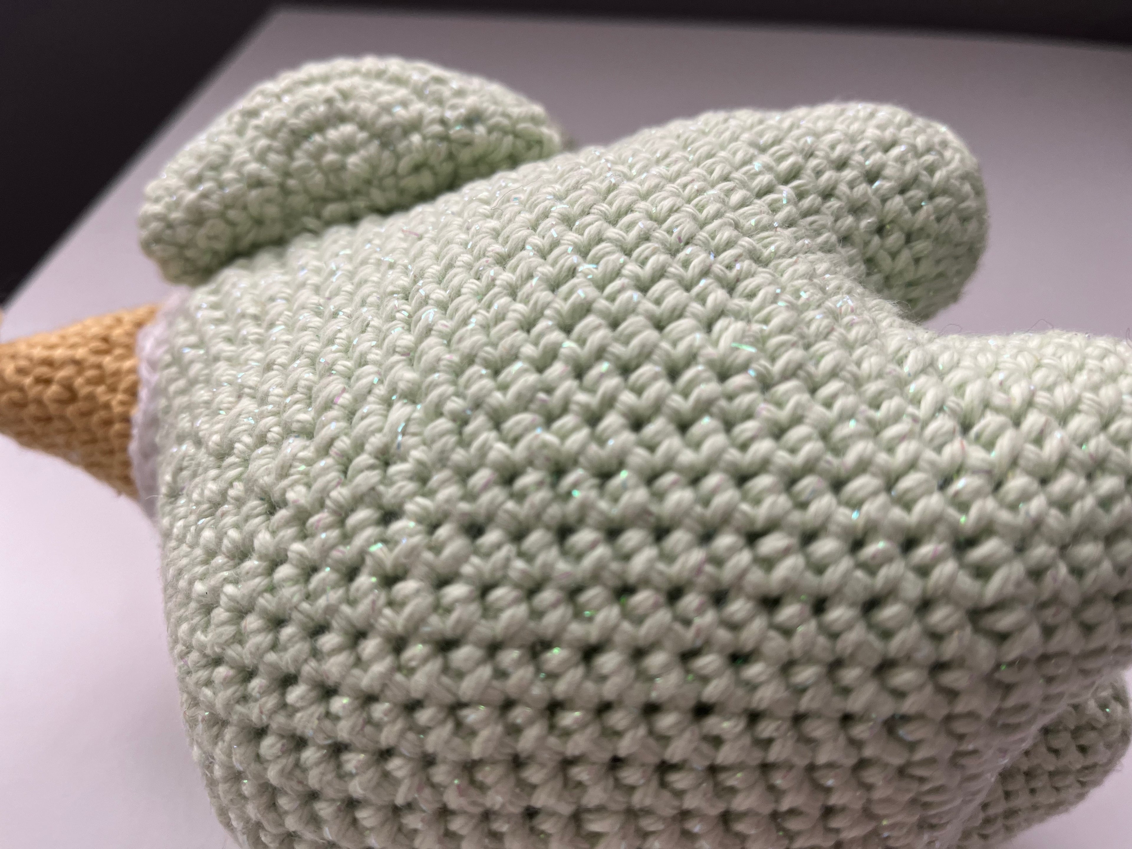 Ellie & Ball - Light Mint Green Glitter Amigurumi Crochet Elephant Plush - 8"