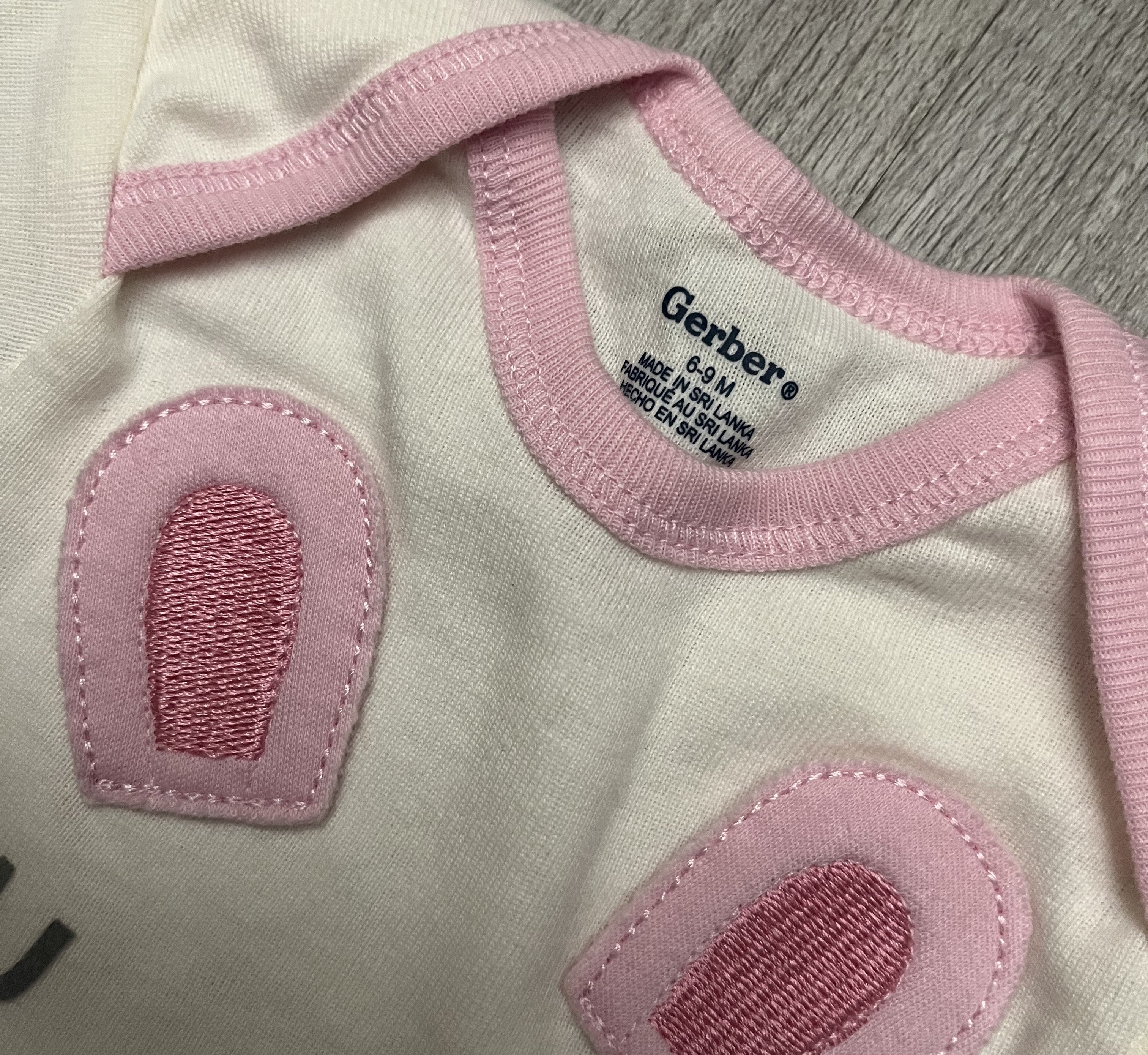 Gerber Onesie Baby Girl Set: Gray Crochet Skirt & Pink Cream Mary Jane Booties - 6-8 Months Handmade