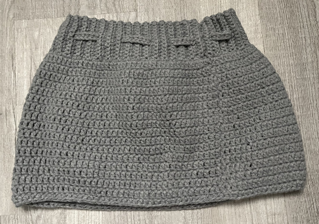 Gerber Onesie Baby Girl Set: Gray Crochet Skirt & Pink Cream Mary Jane Booties - 6-8 Months Handmade