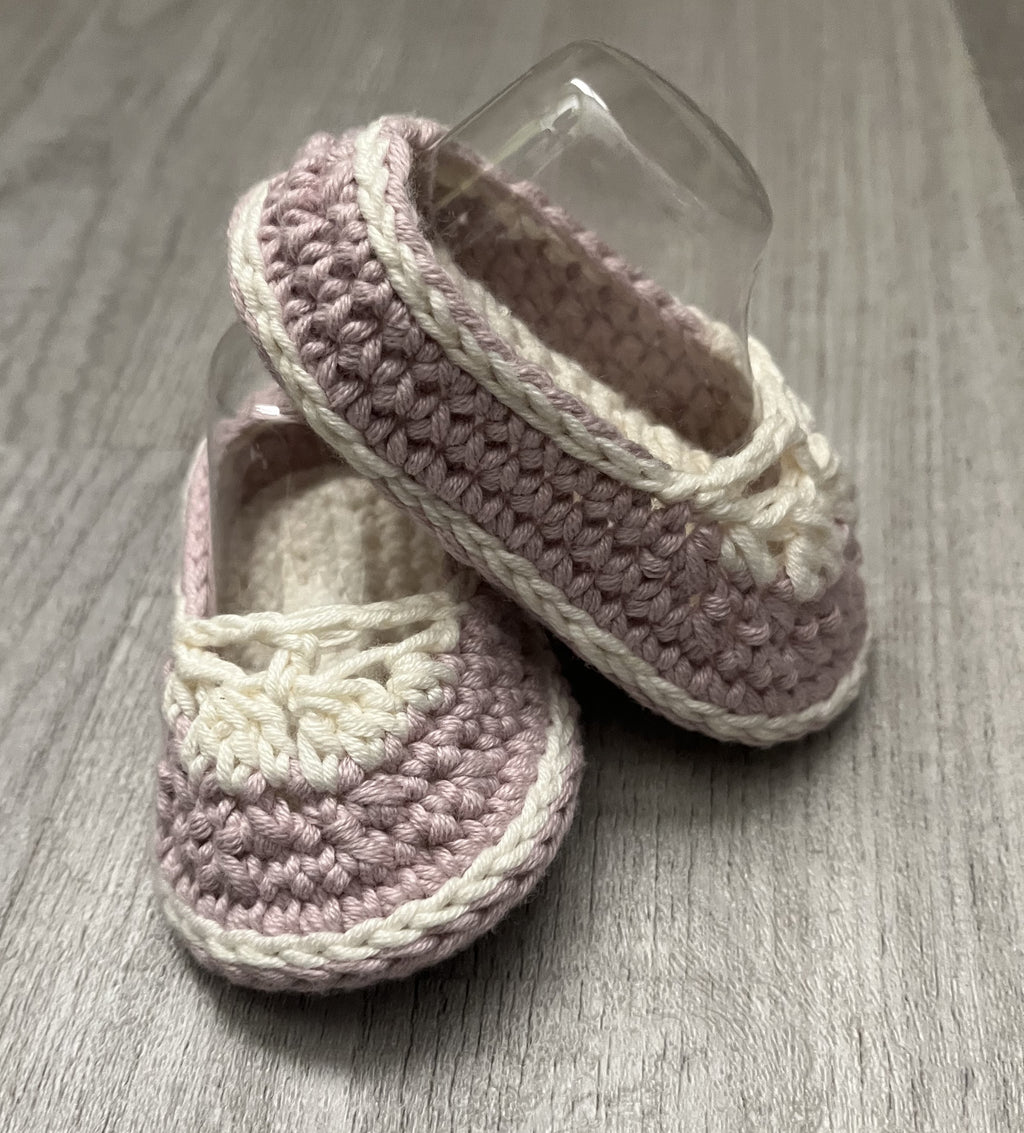 Gerber Onesie Baby Girl Set: Gray Crochet Skirt & Pink Cream Mary Jane Booties - 6-8 Months Handmade