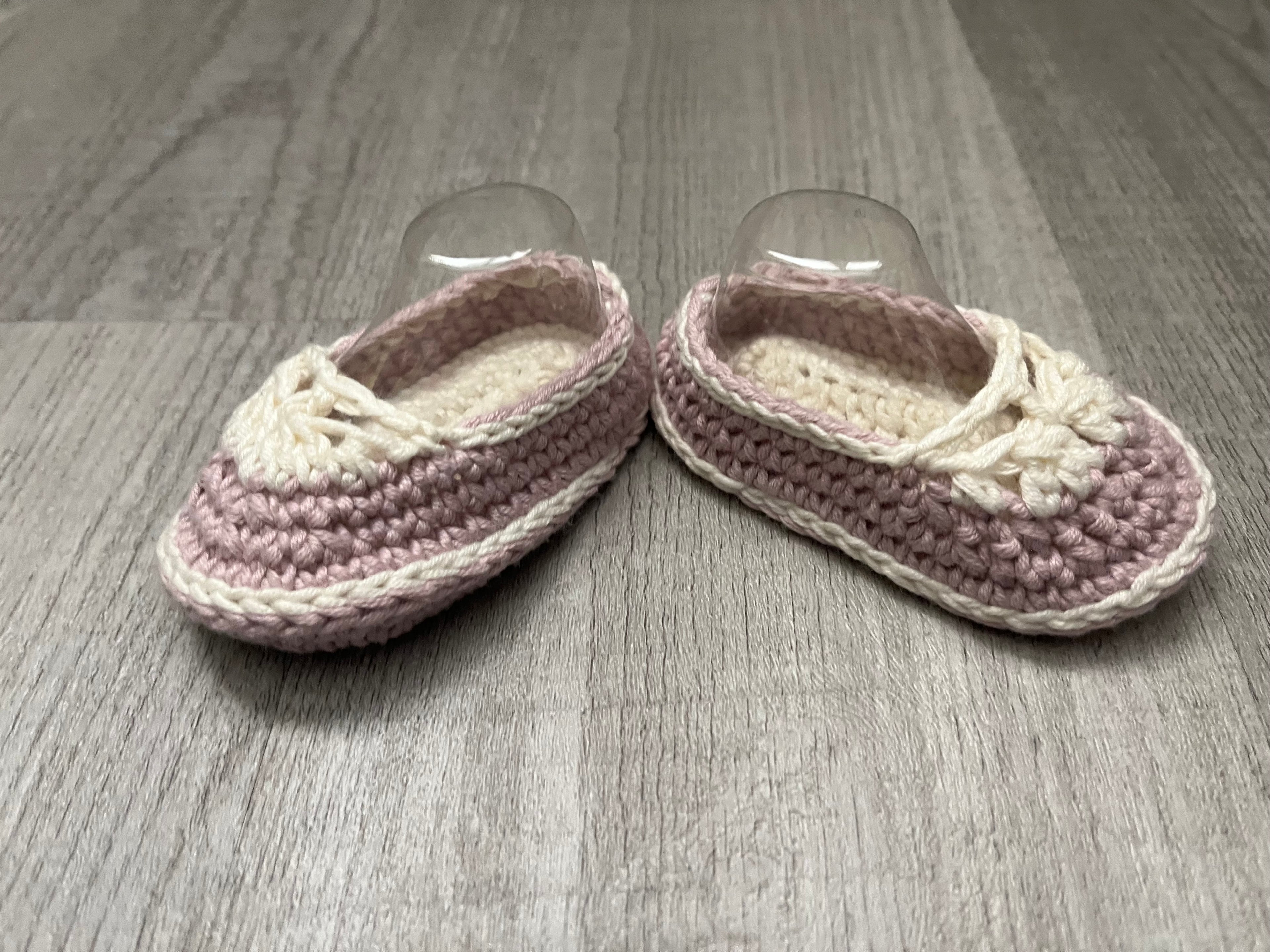 Gerber Onesie Baby Girl Set: Gray Crochet Skirt & Pink Cream Mary Jane Booties - 6-8 Months Handmade