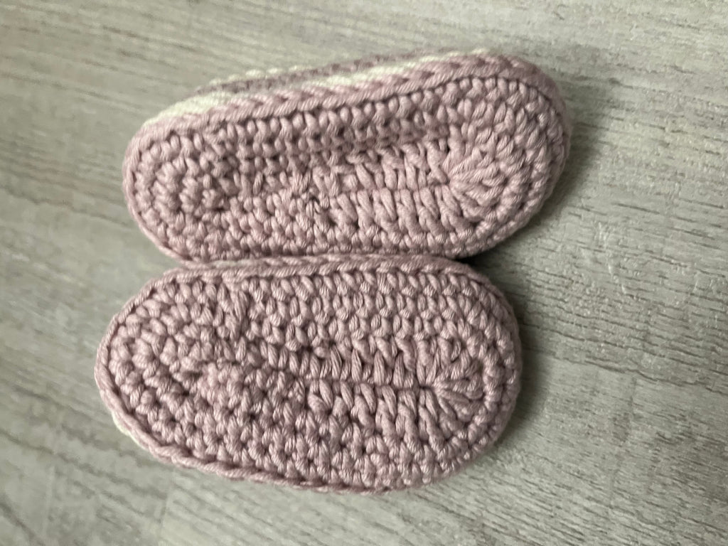 Gerber Onesie Baby Girl Set: Gray Crochet Skirt & Pink Cream Mary Jane Booties - 6-8 Months Handmade