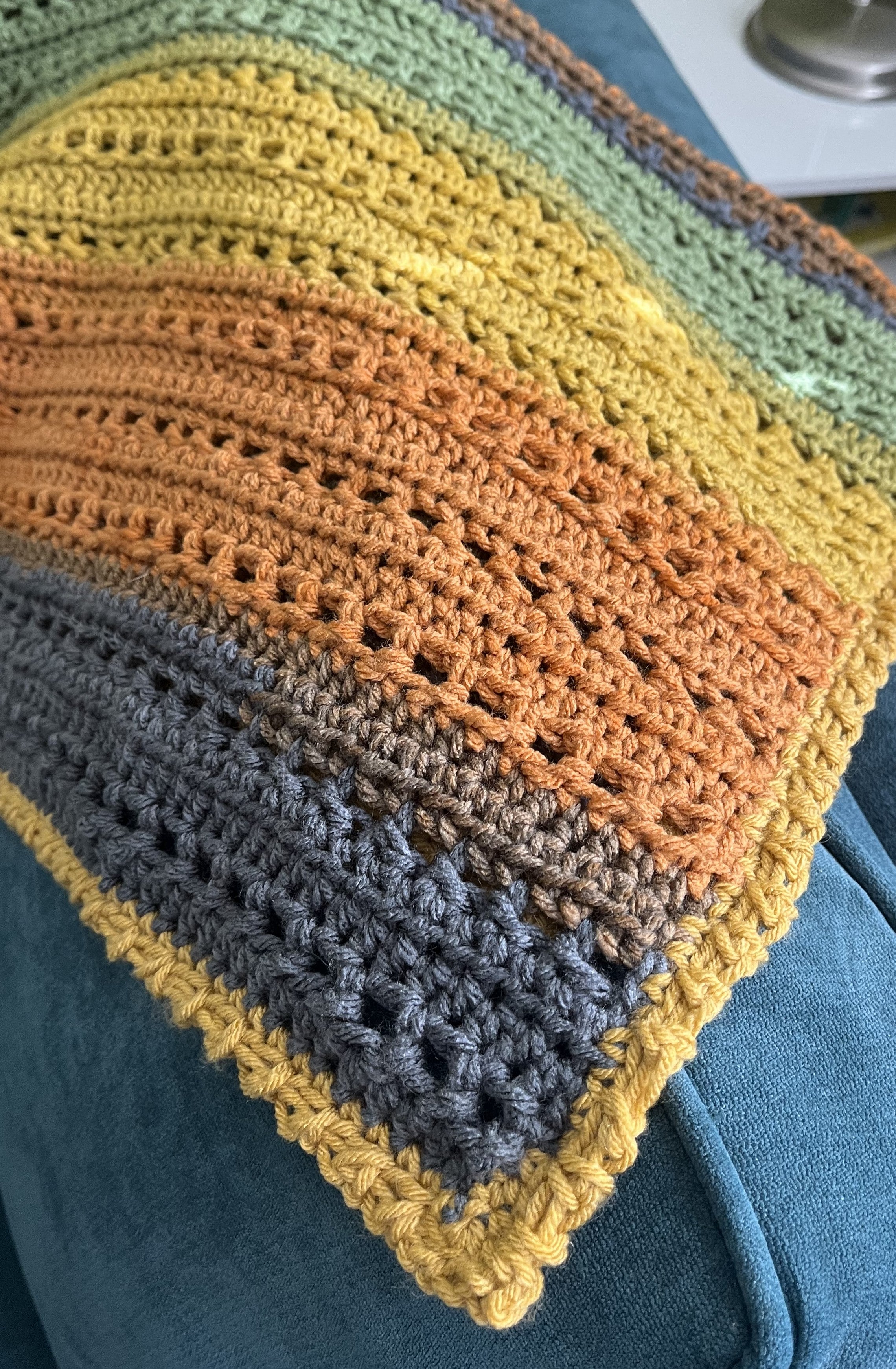 Handmade Crochet Lap Blanket 33"x31" – Cozy Multicolor Acrylic Lap ghan for Home Decor