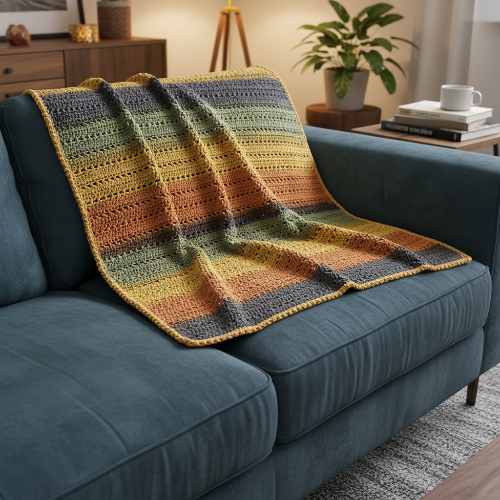 Handmade Crochet Lap Blanket 33"x31" – Cozy Multicolor Acrylic Lap ghan for Home Decor