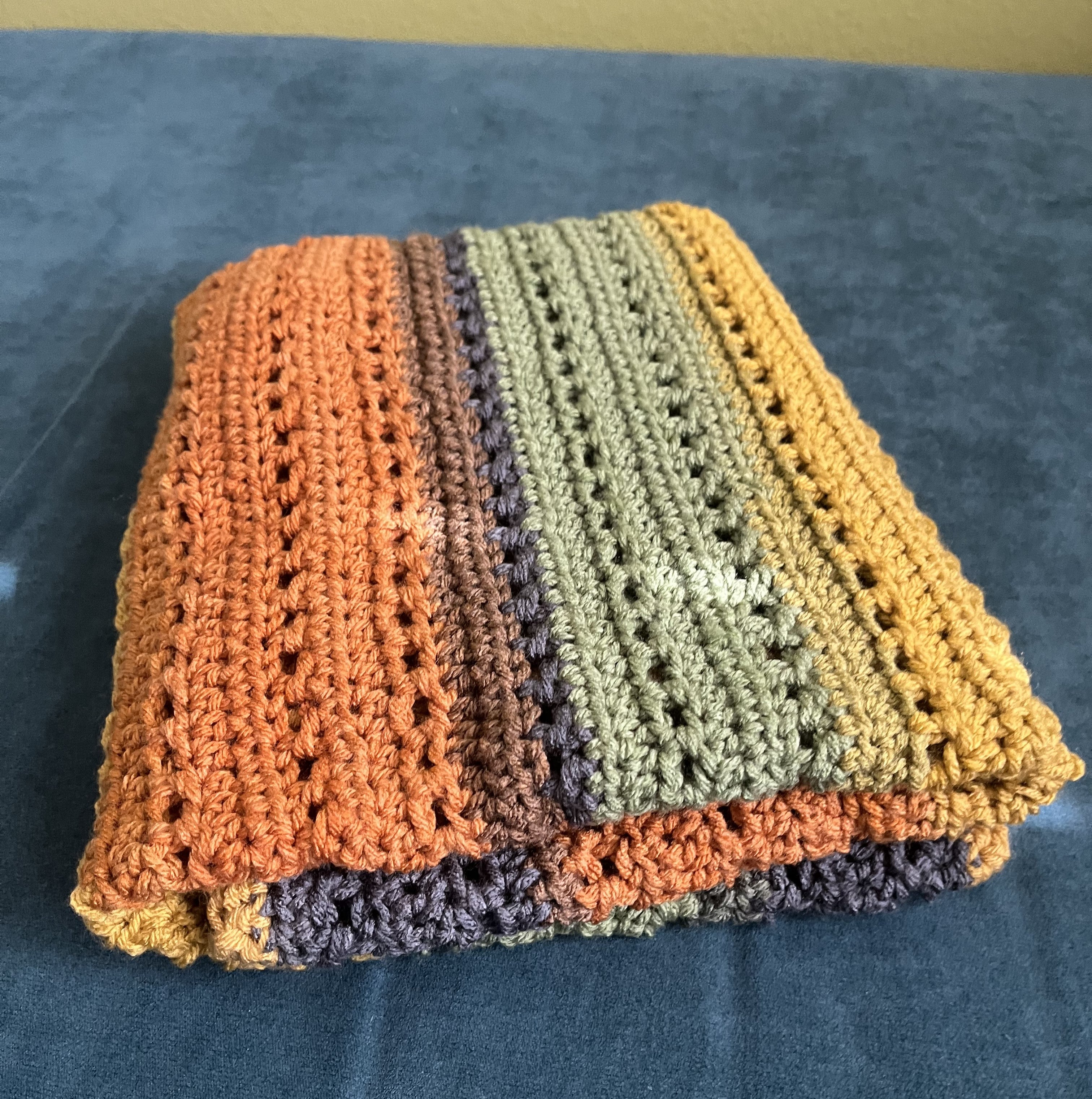 Handmade Crochet Lap Blanket 33"x31" – Cozy Multicolor Acrylic Lap ghan for Home Decor