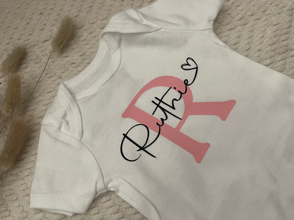 Personalized Monogrammed Baby Onesies, Birth Name Reveal, Coming Home Outfit, Newborn Photo Outfit, Take Home Outfit