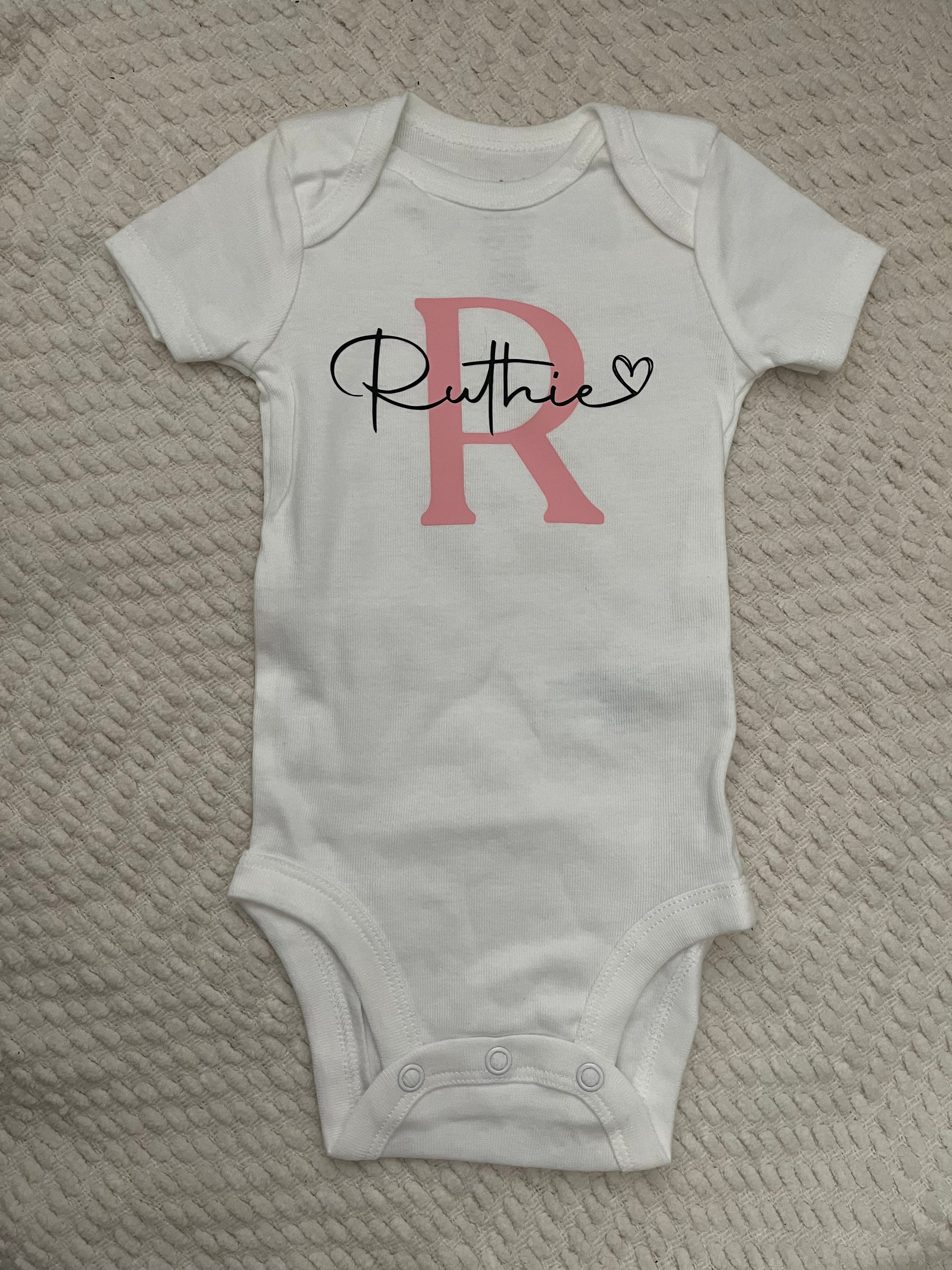 Personalized Monogrammed Baby Onesies, Birth Name Reveal, Coming Home Outfit, Newborn Photo Outfit, Take Home Outfit
