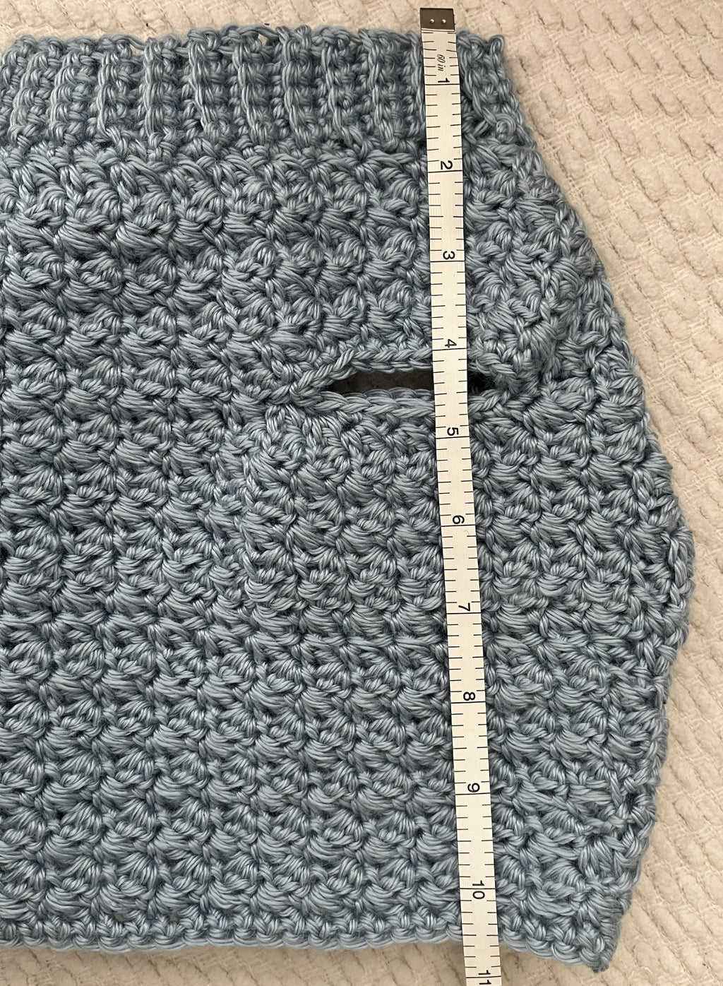 Handmade Crochet Dog Sweater – Light Blue, Cozy & Soft, Small/Medium